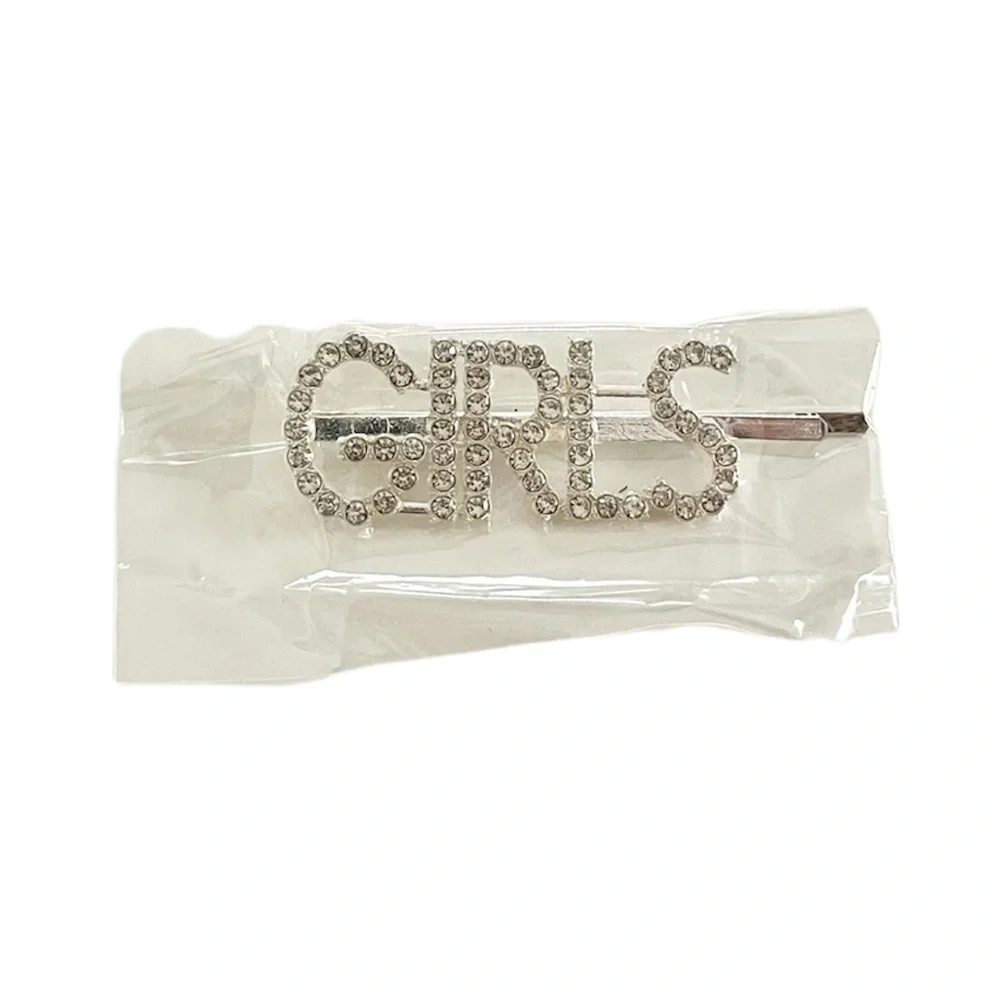 “GIRLS” Faux Diamond Studded Crystal Word Metal Hair Pin Hair Accessory
